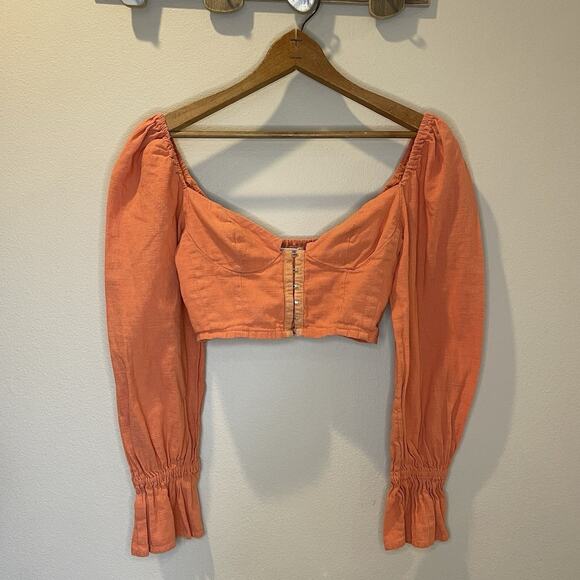 Urban Outfitters Orange Hook Clasp Long Sleeve Top Womens Size XS - Picture 1 of 8